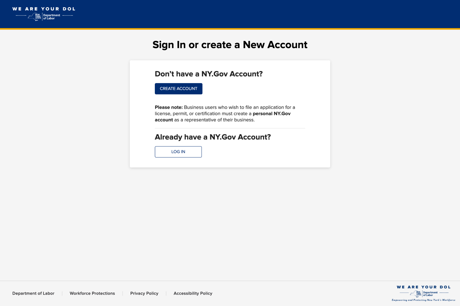 4.1. Login with NY.gov account
